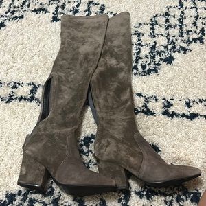 Faux suede over the knee boots - stay up :)